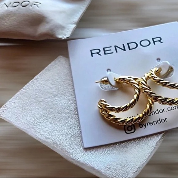 Curateur Rachel Zoe Rendor Yellow Gold Double Hoop - Picture 4 of 4